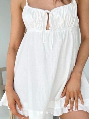 Princess Polly White Tie-Front Babydoll Mini Dress
